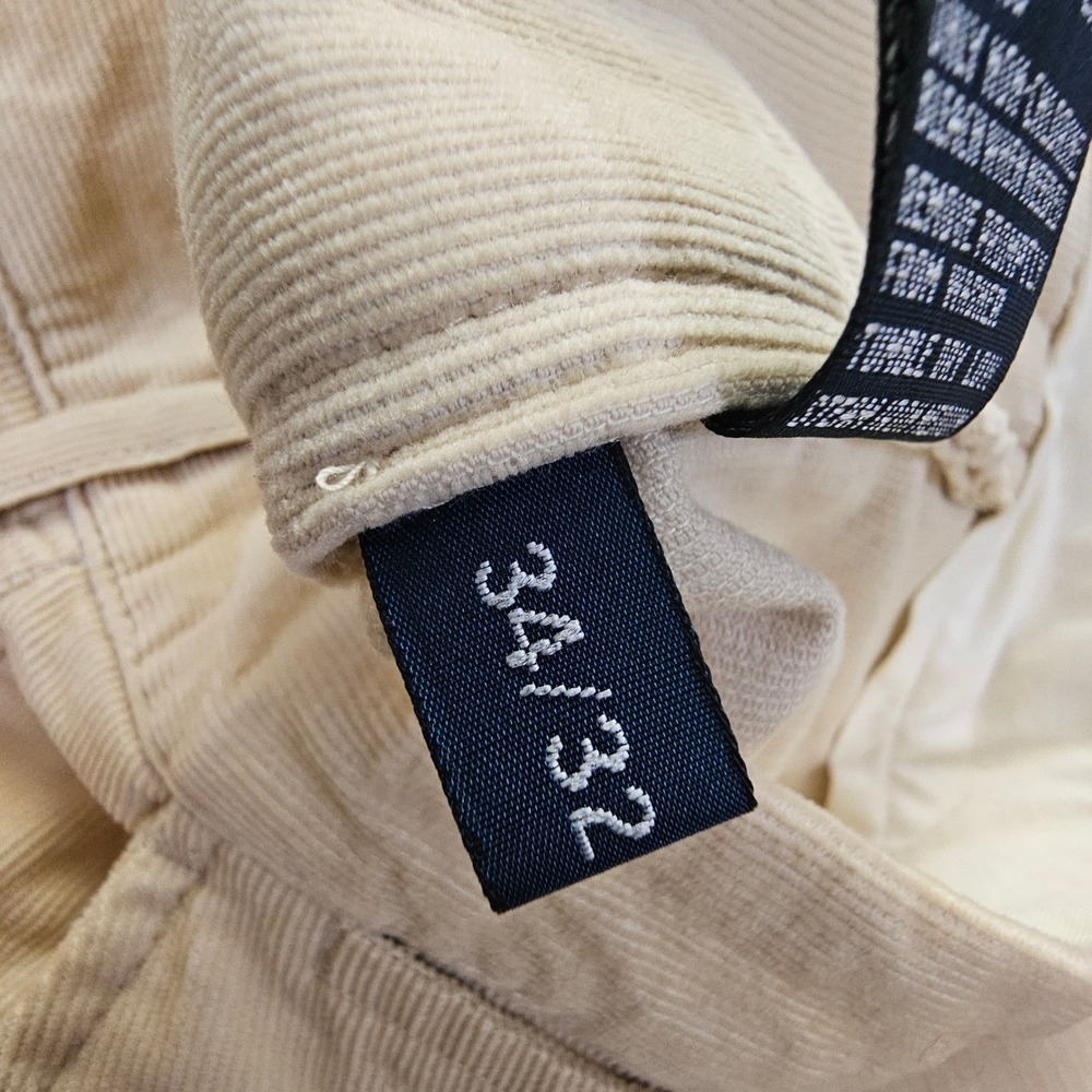 Polo Ralph Lauren Mens Cream Corduroy Pants 34x32 Cotton Straight Leg Trousers - Picture 3 of 10